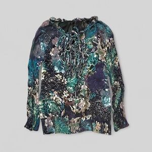 🔥 100% SILK Floral Ruffle Blouse